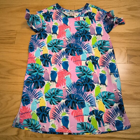 Colorful Parrot Print Kids Dress - Picture 1 of 7